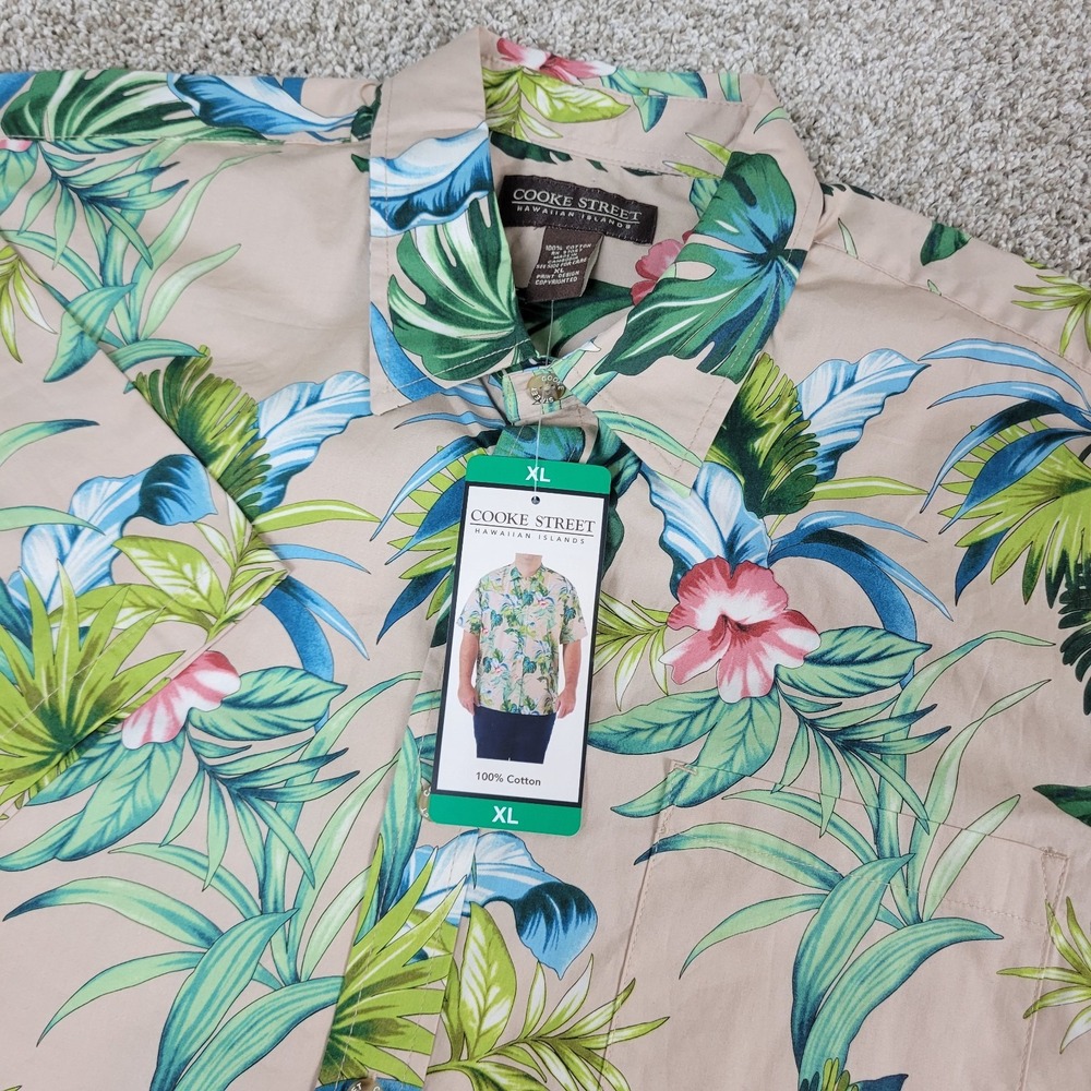 NWT Cooke Street Mens XL Multicolor AOP Floral Hawaiian Short Sleeve
